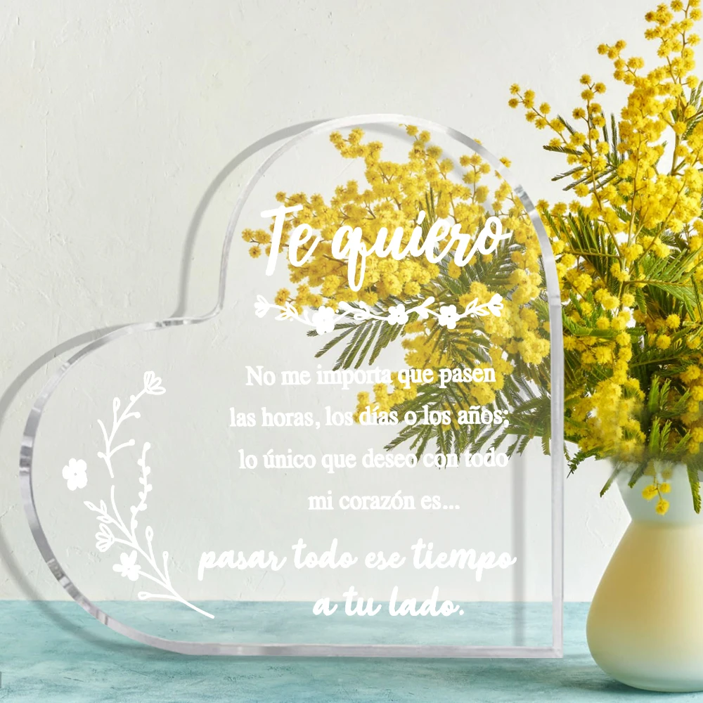 Greeting Card Spanish Acrylic, Birthday Couple Gift, Bride Gift, Valentine's  Birthday Gift  (I Love You)
