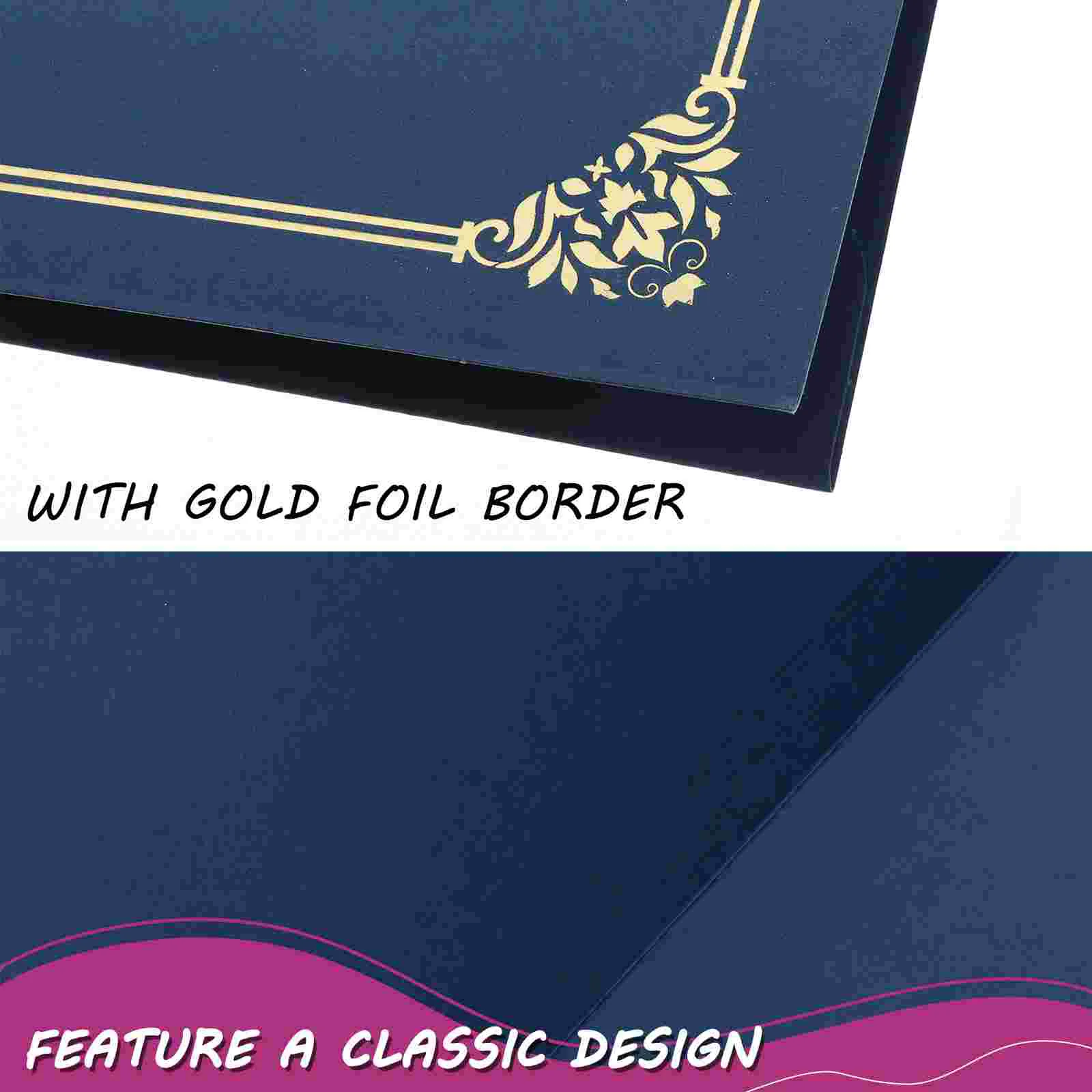 10 Pcs Certificate Cover Folders Souvenir Gold Foil Paper Document Holder Protective Envelope Presentation Award