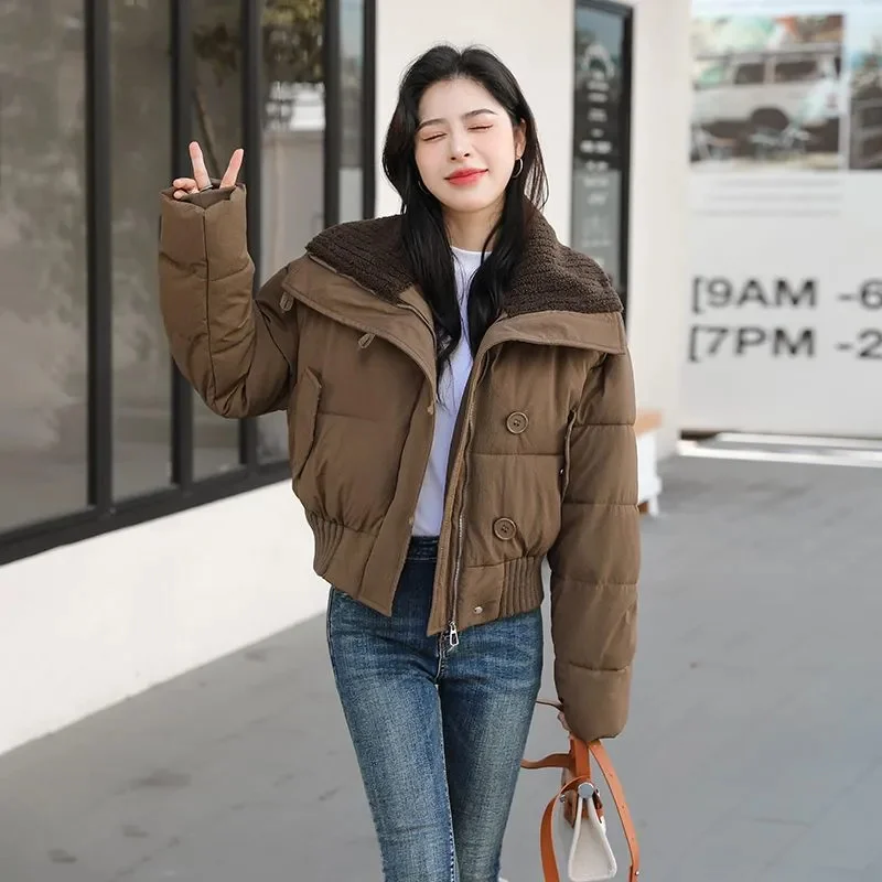 

Ladies Short Down Cotton Jacket Women Winter Coat Jackets Warm Down Cotton Parkas New Fashion Loose Lady Down Cotton Coats
