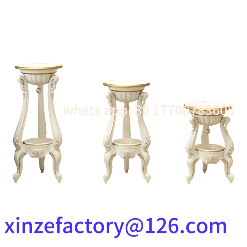 

Customizable gold-painted flower rack White flower table imitation solid wood floor-to-ceiling living room Balcony rack