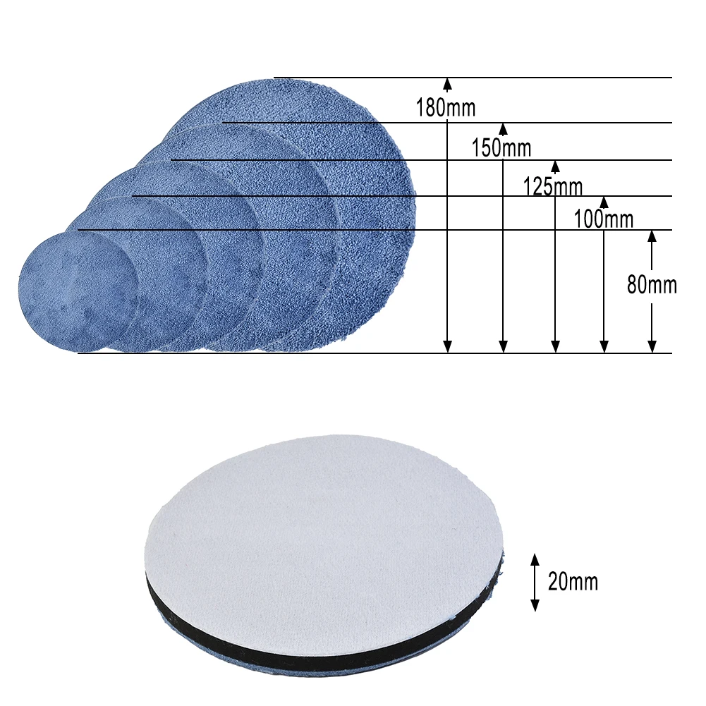 2Pcs Microfiber Polishing For Pads for Automotive Polishers Fits 3 inch 4 inch 5 inch 6 inch 7 inch and Systems