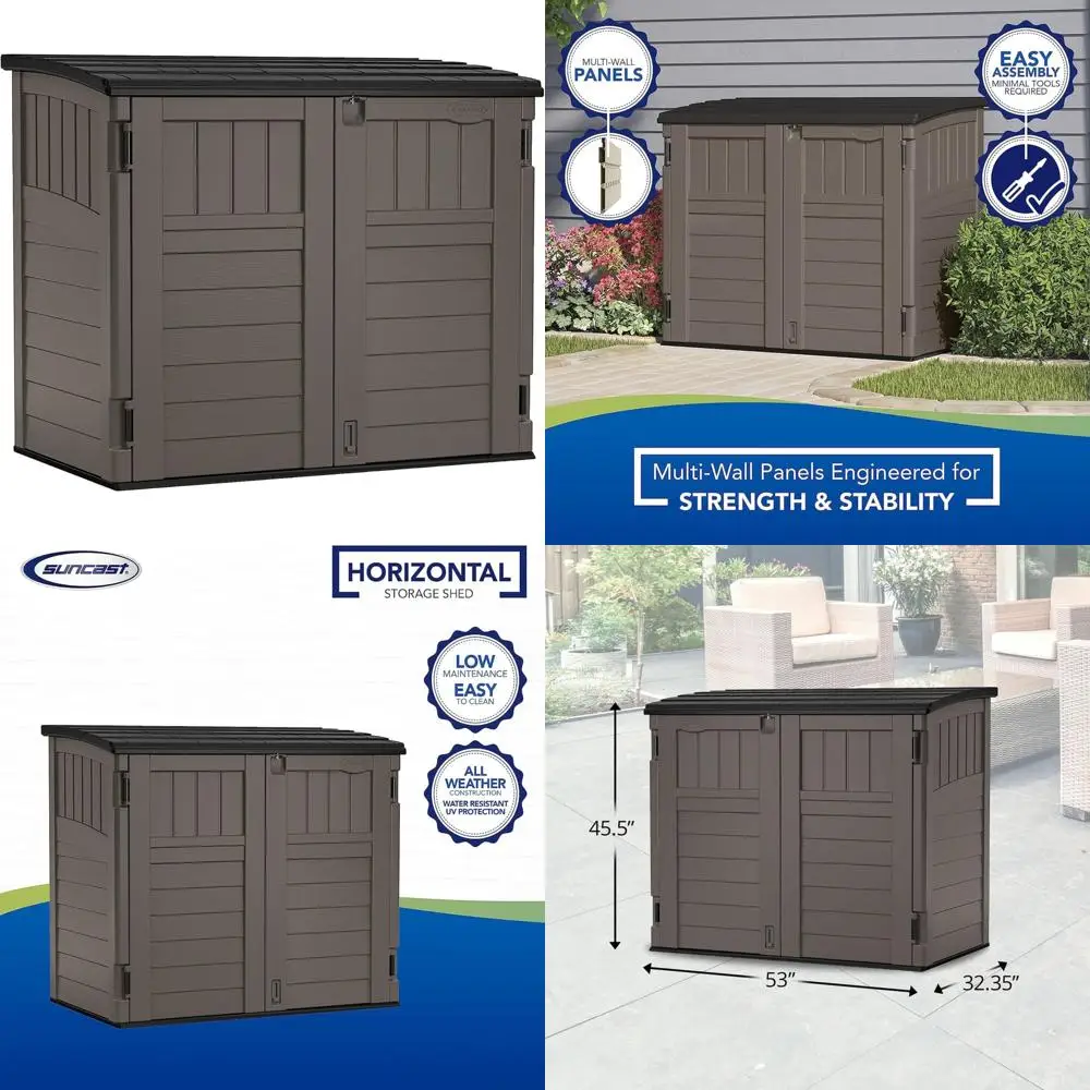 

Горизонтальный пластиковый навес для хранения Suncast 34-кубических футов — напольное, запираемое, устойчивое к атмосферным воздействиям решение для хранения на открытом воздухе