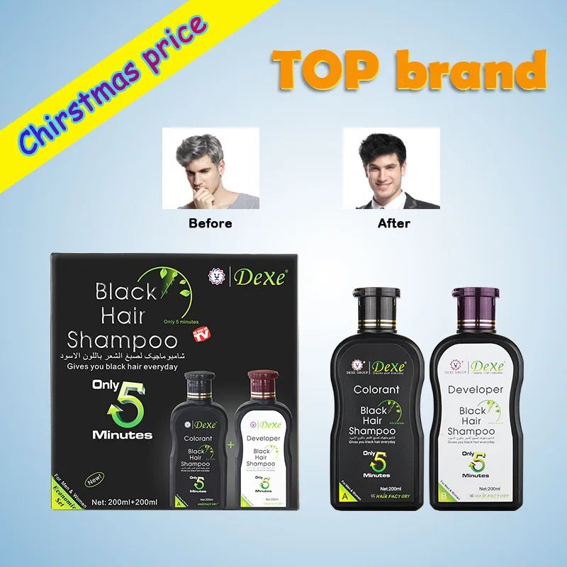 Dexe Black Hair color Shampoo 10 Mins Dye Hair Into Black Herb Natural Faster Black Hair Restore Colorant Shampoo and Treatment