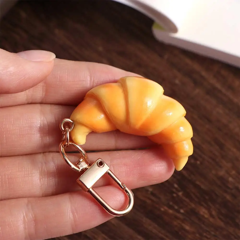 Keyring Croissant Keychain Funny Cartoon Simulation Food Toy Creative Cute Food Model Pendant Hanging Accessory