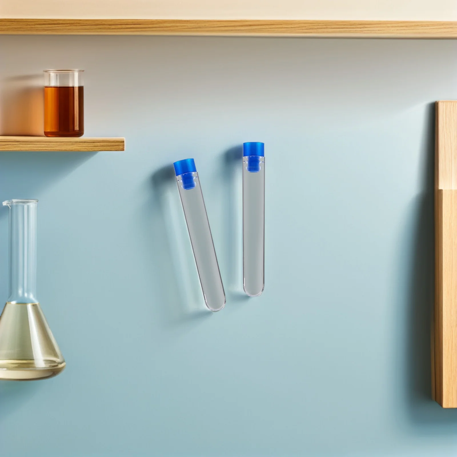 50Pcs Disposable Plastic Test Tubes Blue Caps Laboratory Sample Storage Science Experiment Equipment Test Tubes