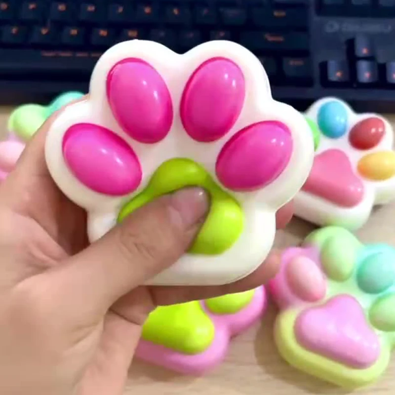 1Pcs Soft Sticky Stress Relief Relax Toys Squeeze Cat Paw Toys Decompressing Pinching Cat Paw PU Slow Rebound Toy