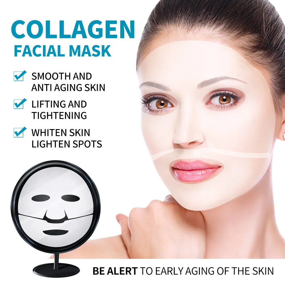 Collagen Anti Wrinkle Facial Mask Deep Moisturizing Whitening Reduce Fine Lines Collagen Protein Hydrogel Soft Mask Skin Care