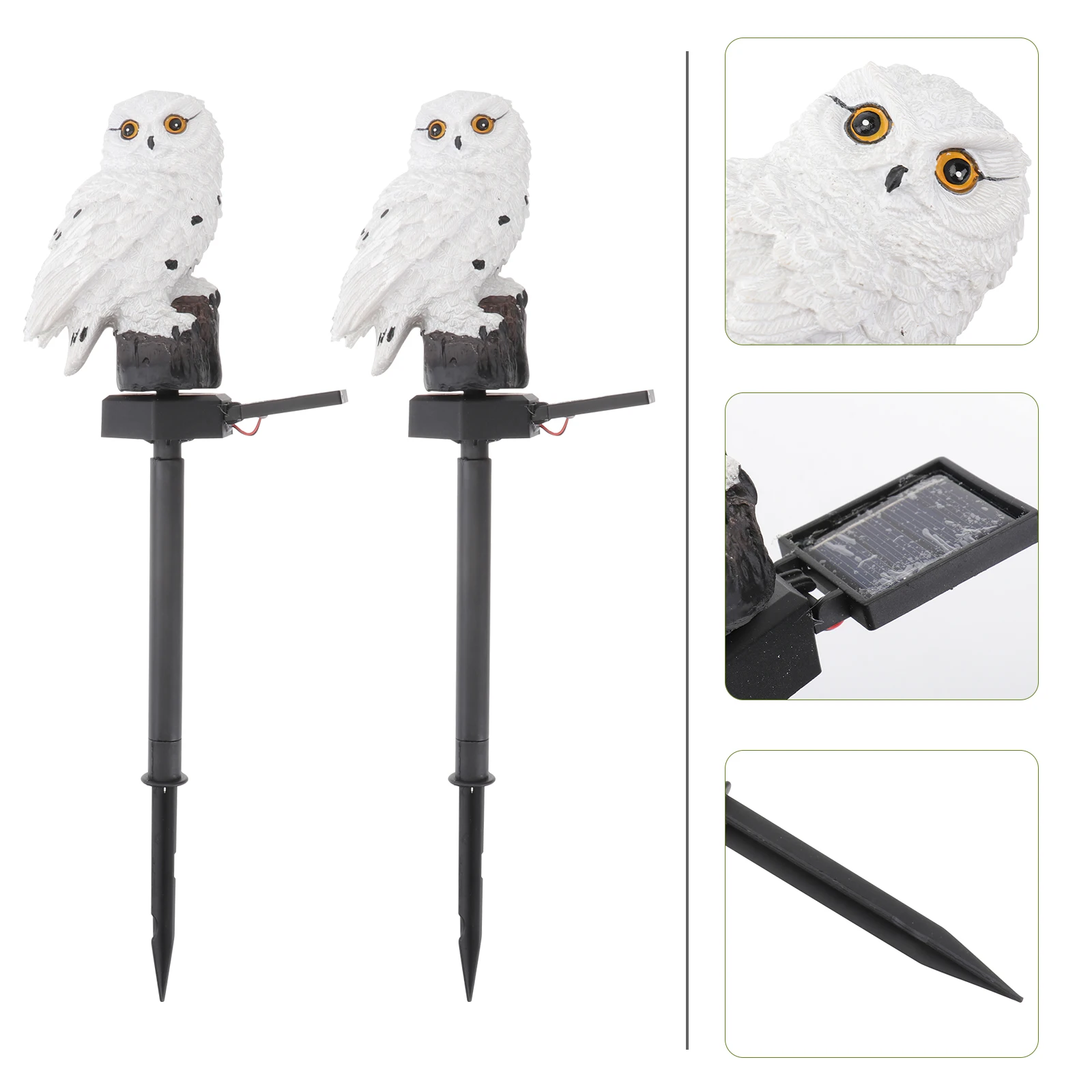 

2Pcs Solar Powered LED Owl Lawn Lamp Waterproof Resin Garden Light for Patio Pathways Yard Decor Warm White Resin LED Lamp