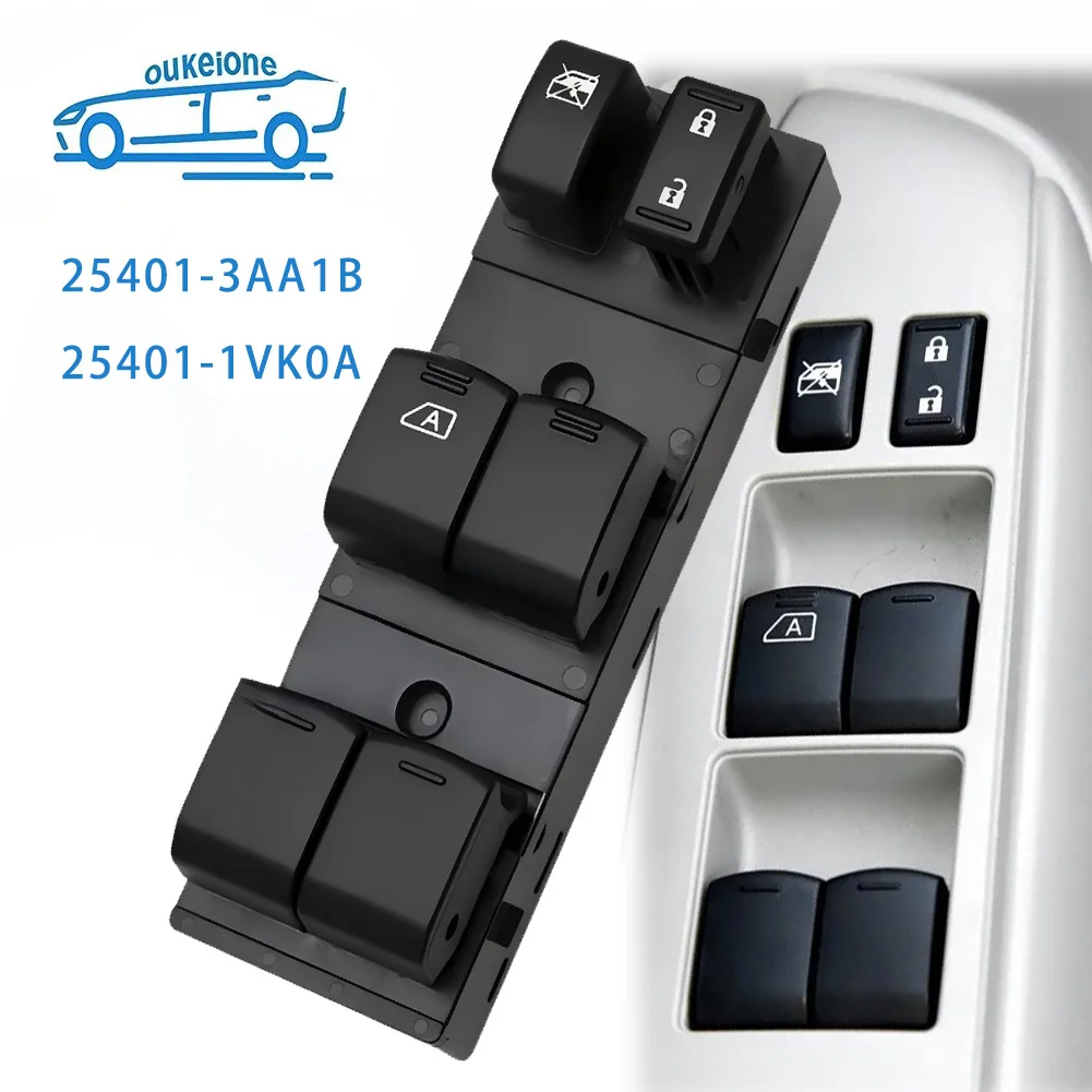 25401-3AA1B Автомобильные аксессуары для Nissan Versa Note 2012-2019, электрический переключатель стеклоподъемника, кнопка управления 25401-1VK0A