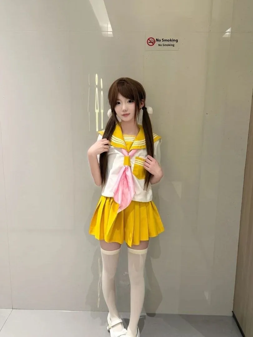 Japanese Style Uniform School Girl Outfit Short Sleeve Skirt Set Women's Traditional Sailor Suit Cute Softie Bicolor Skirt view 4