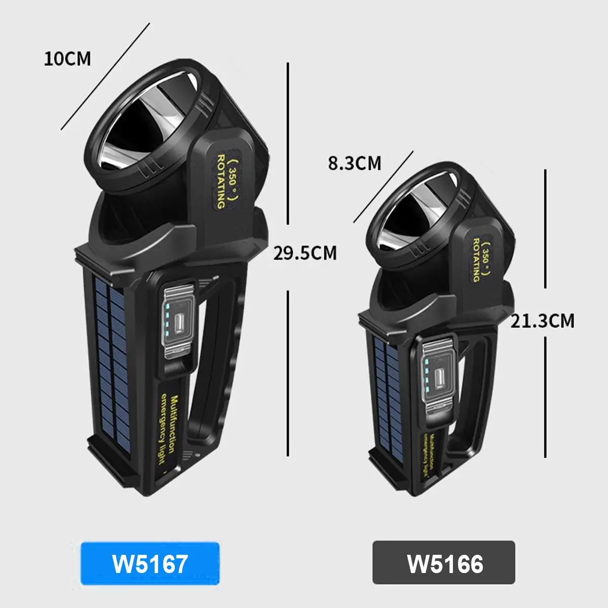 Torcia solare ricaricabile LED Spotlight Torcia di lavoro Searchlight impermeabile Luce potenti Luminoso Super Luminoso portatile