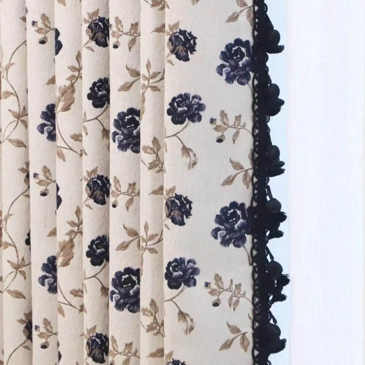 New French Retro Countryside Rose Flower Chenille Blackout Curtains for Living Room Bedroom Partition Curtains Customized