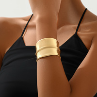 Minar Unique Design Smooth Surface Metallic Twist Geometric Wide Opening Bangles for Women Femme Gold Silver Plated Iron Alloy