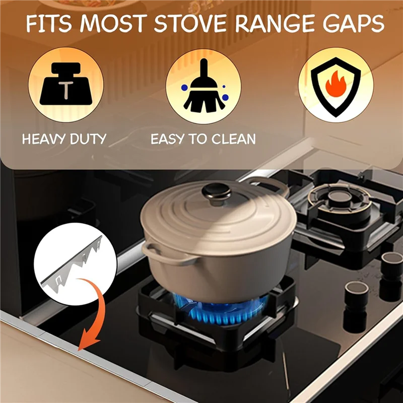ABVT-4 Pair Stainless Steel Stove Covers, Stove Filler, Stove Guard For Kitchen Oven Counter Side Covers, Range Trim Kit