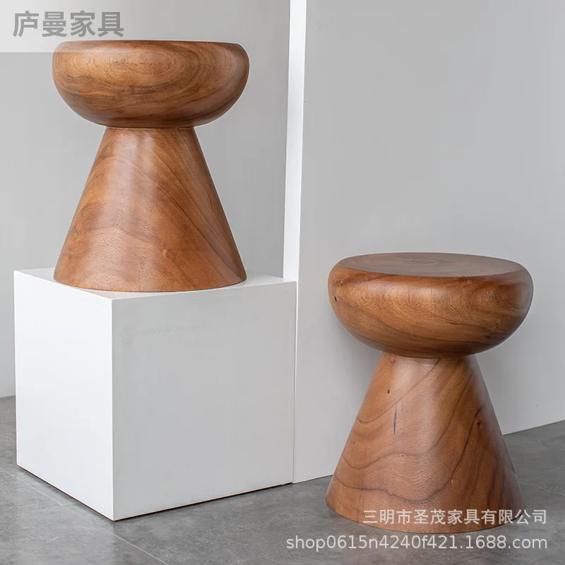Wabi-sabi style wooden stump sofa side table, creative hotel and homestay natural wood ornament cornertable, new Chinesestyle