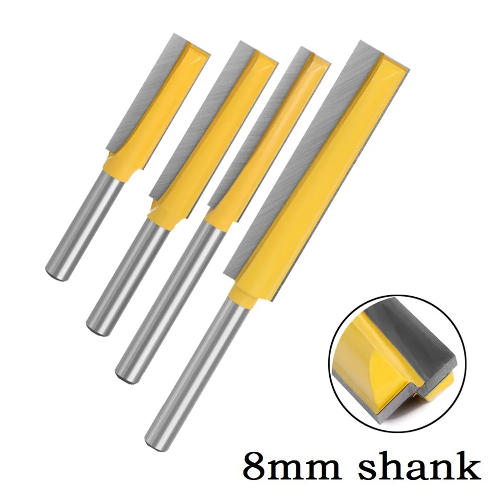 

8mm Shank Router Bit Bottom Wood Cleaning Bit Straight Router Bit Woodwork Milling Cutter YG6X Carbide Tip Power Tool Parts