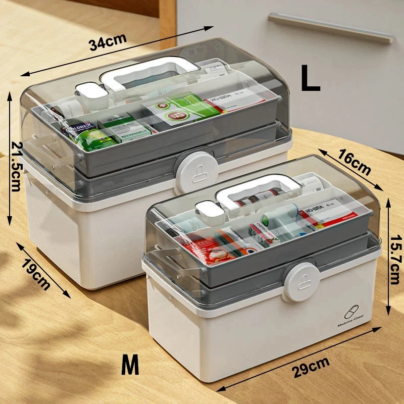 3 Layers Large Capacity Family Medicine Organizer Storage Box Portable First Aid Kit Medicine Container Emergency Pharmacy Box