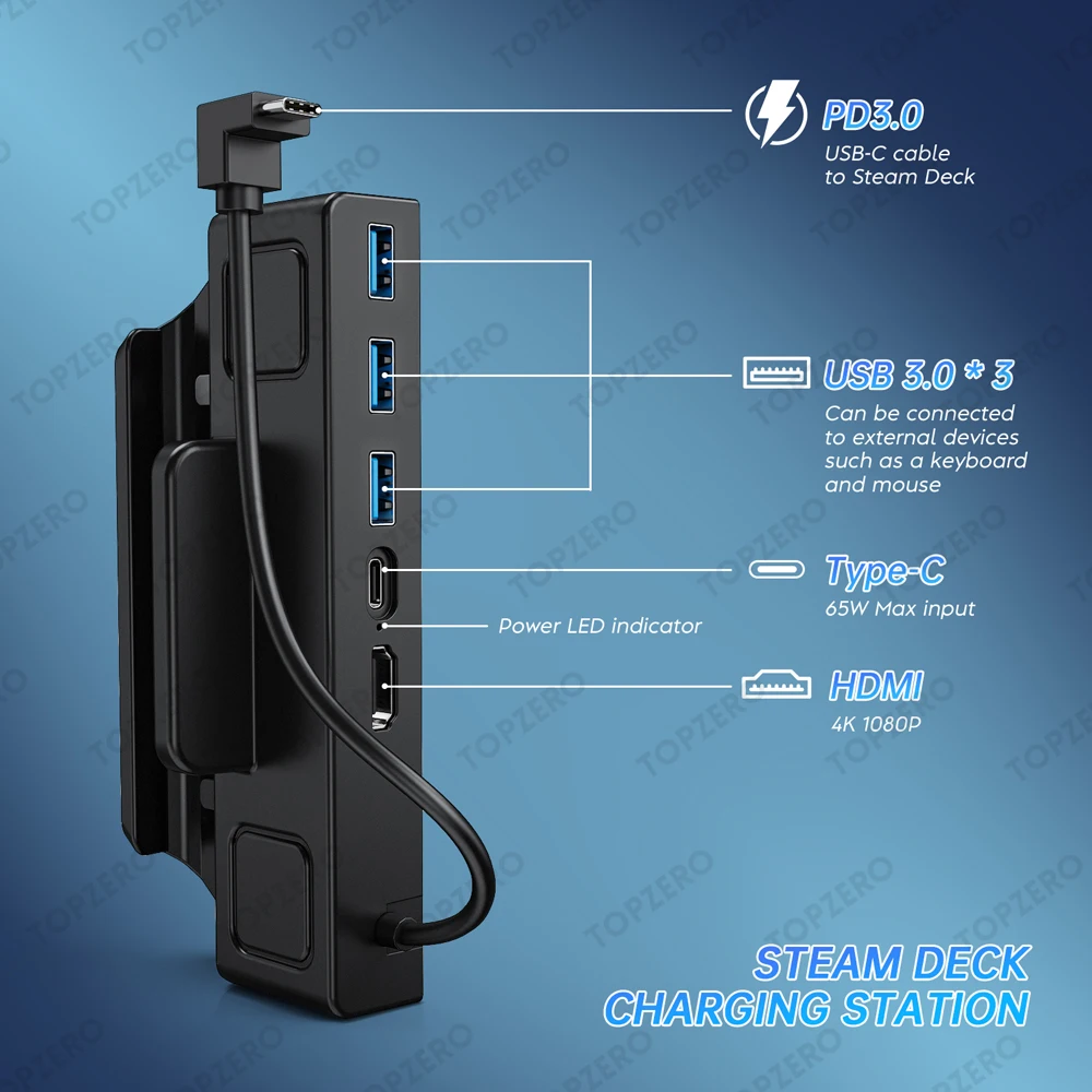 4K HDMI-Tương Thích Hơi Nước Sàn Tàu Đế Cắm 6 Trong 1 Xách Tay Hub Giá Đỡ Dock Tivi Căn Cứ Đứng USB3.0 loại-C Cho Hơi Nước Sàn Tàu