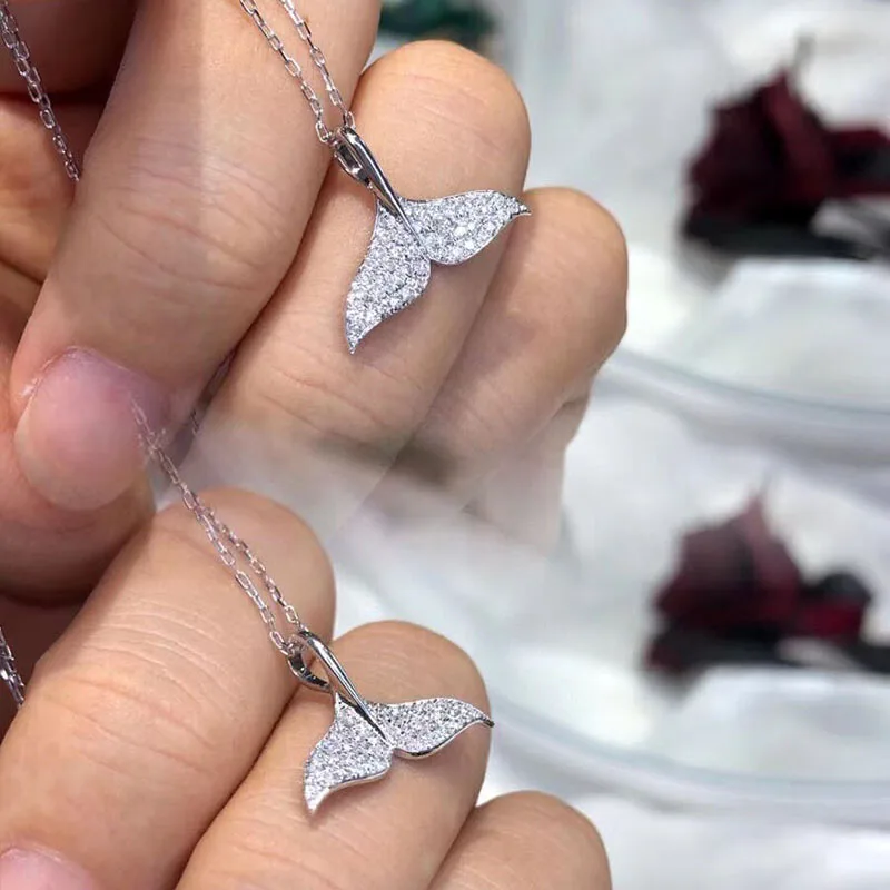 

Huitan Creative Fish Tail Design Pendant Necklace Crystal Mermaid Necklace for Women Fancy Girl Gift Wedding Party Trend Jewelry