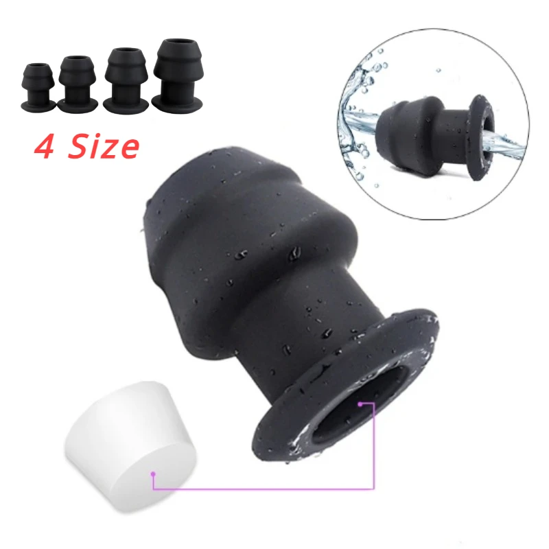 Hollow Anal Expander Huge Dildo Butt Plug Vaginal Speculum Male Treatment Massager Cleaning Enema Gay Anal Sex Toy With Stopper