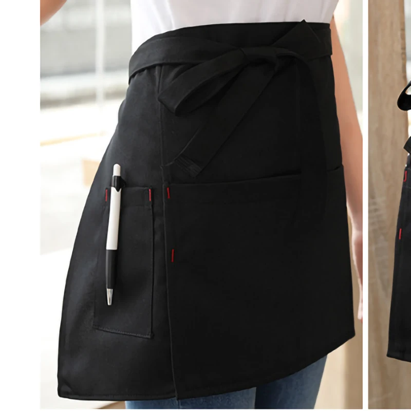 Custom Super Short Waist Apron for Women Men Restaurant Waiters Work Bibs Coffee Noodle Bubble Tea Shop Kitchen Little Mandiles