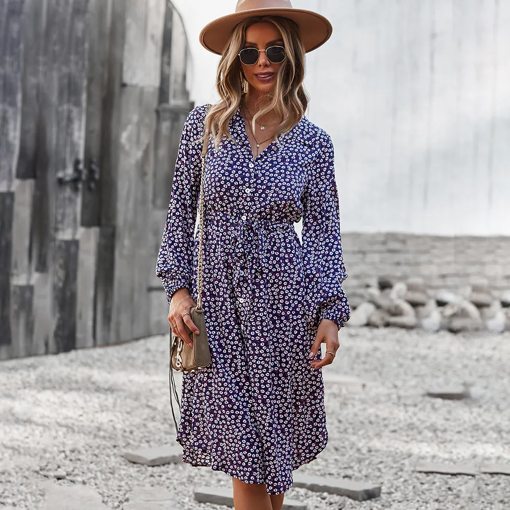 New Fashion Women Summer Dress Flowers stampa floreale a vita alta Vintage a-line Dress Sexy monopetto Boho Midi abiti lunghi