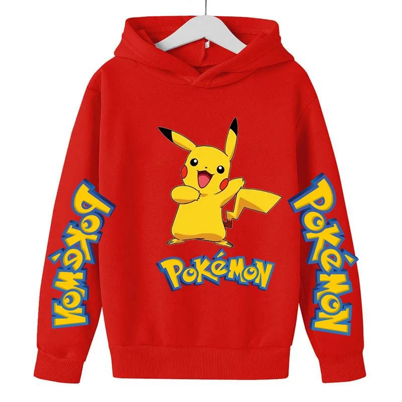 

Детская куртка с капюшоном на молнии с принтом Покемона Пикачу для мальчиков и девочек, толстовка, зимняя куртка, детская одежда