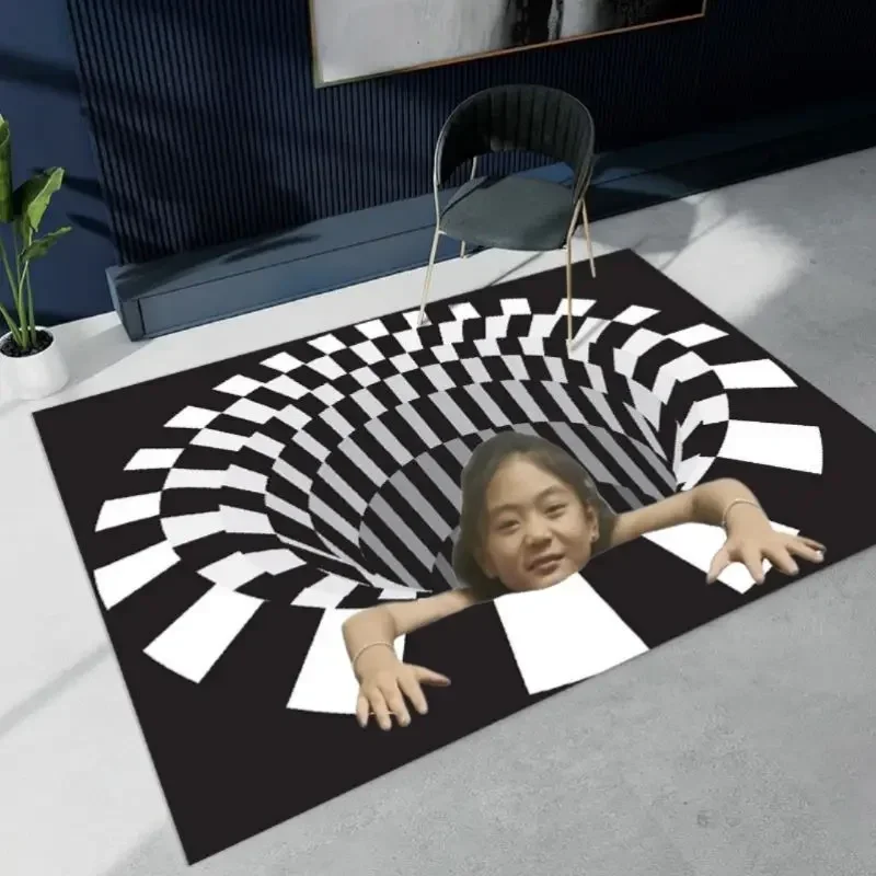 

3D Visual Carpet Black and White Trap Illusion Office Funny Floor Mat