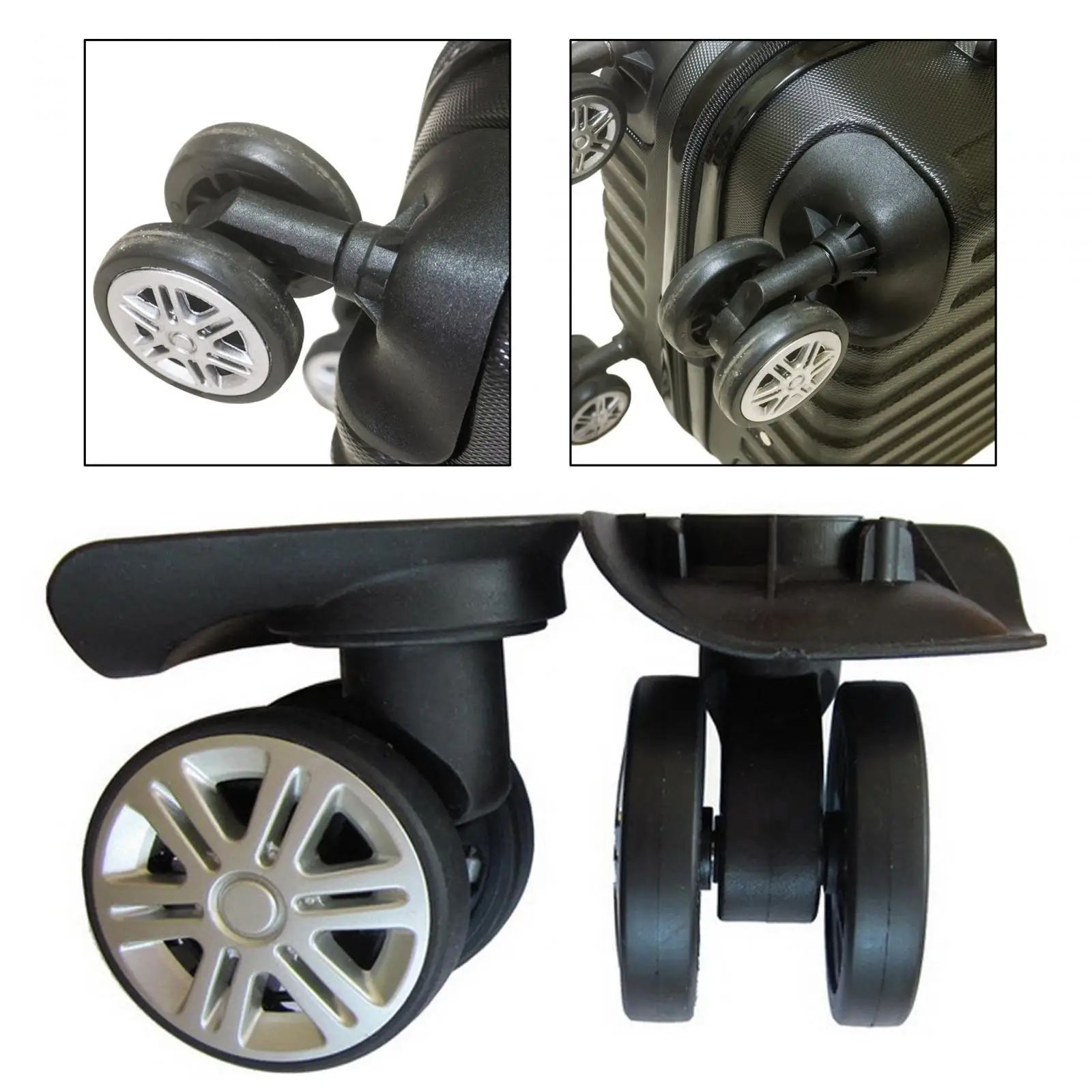 2 Pieces Luggage Replacement Wheels Swivel Double Row Wheel Suitcase Wheels for Bags Trolley Case Shopping Carts Wear Resistant