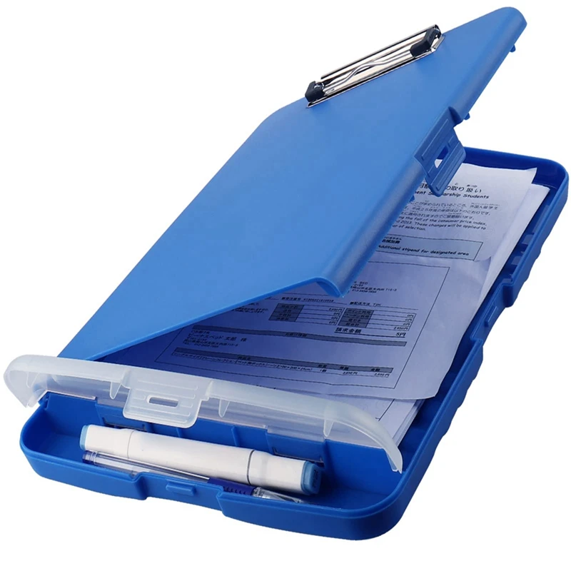 Clip Board Organizer Clipboards With Storage Nursing Clipboard Foldable File Folder Plastic Clipboard (Blue) Durable