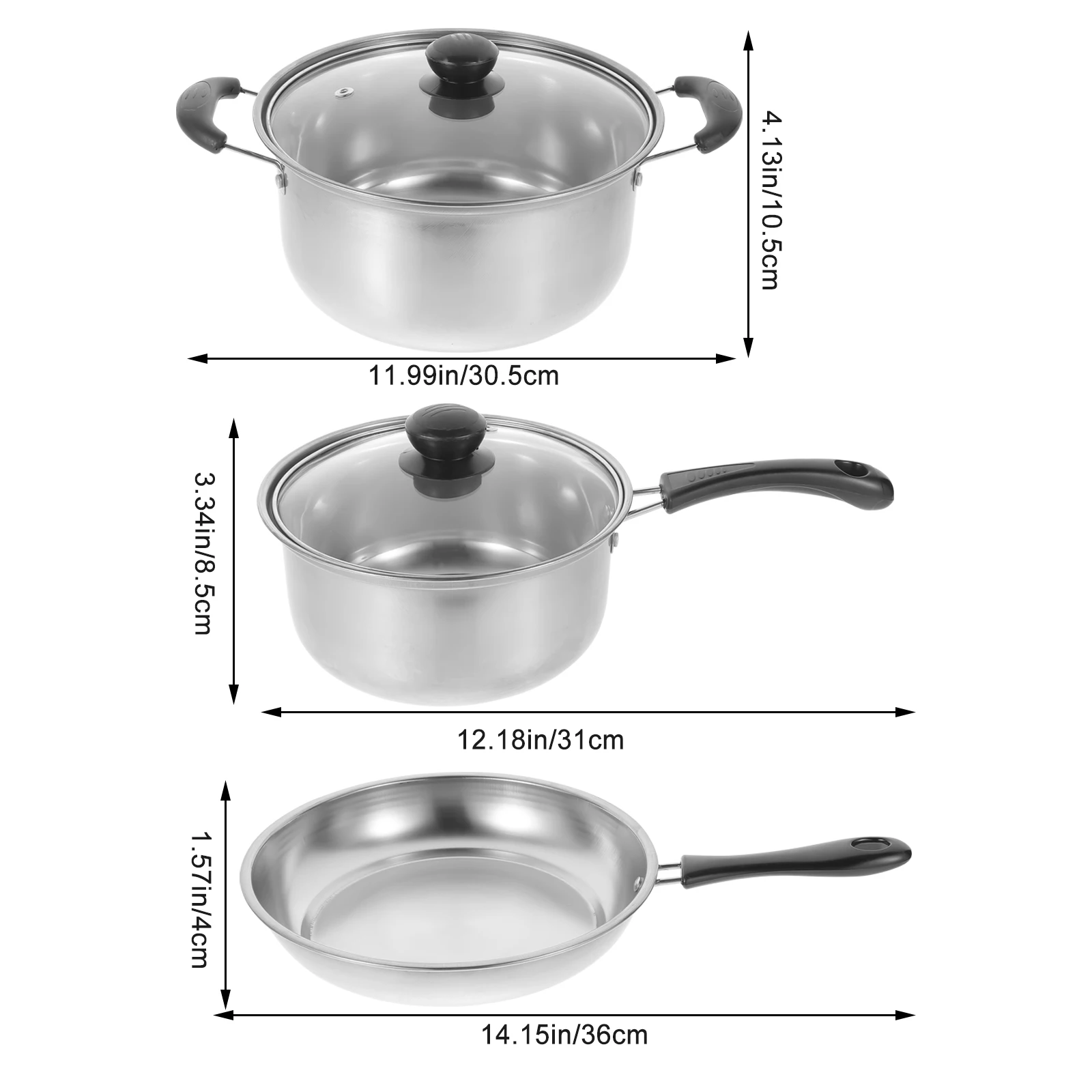 1 Set Stainless Steel Cookware Soup Mixing Small Milk Mixing Frying Pan for Kitchen StockMixing Soup Cooking Mixing Frying Wok