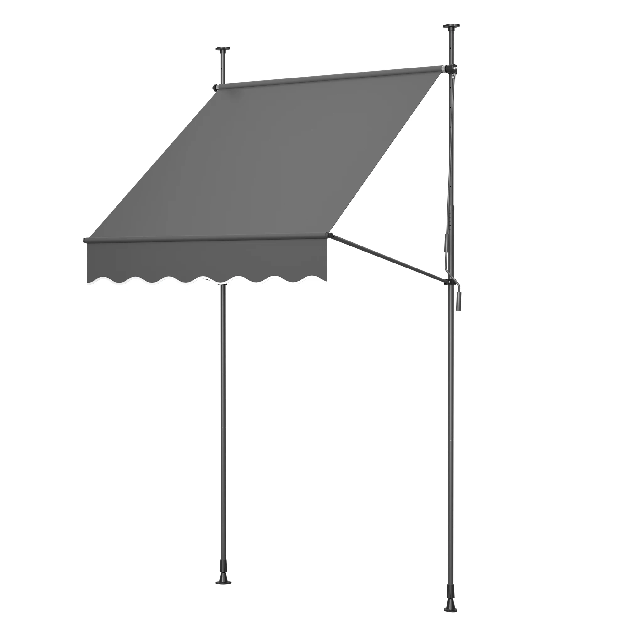 Auvent à pince pour balcon, protection solaire, hauteur réglable, anthracite, 1.5M