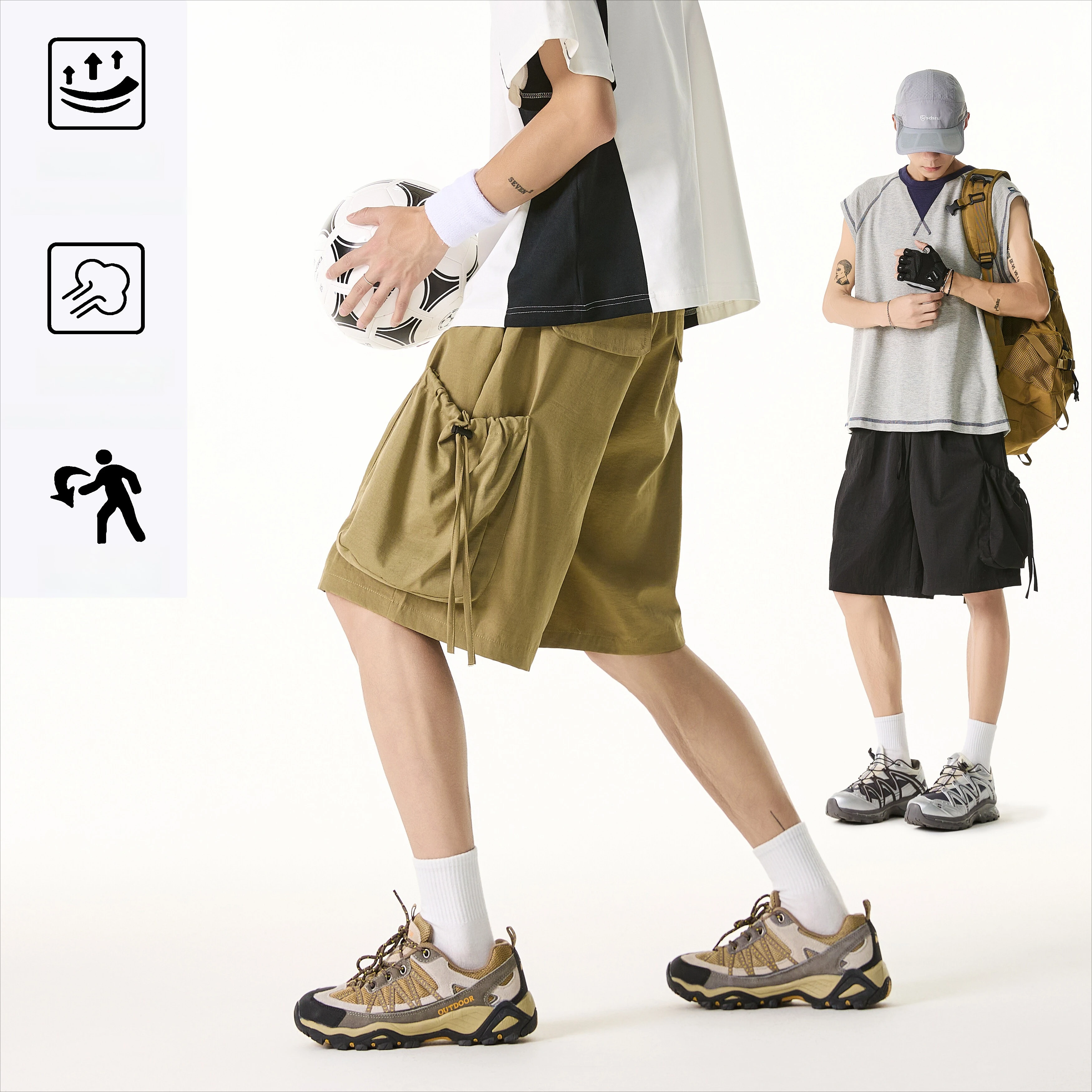 Summer New Outdoor Quick-Dry Ice Silk Comfortable Large Pocket Loose Shorts M-5XL