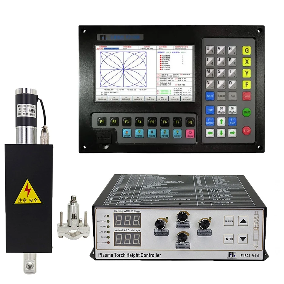 CNC Plasma Controller Kit F2100B+F1621+JYKB-100-DC24V-T3 2Axis Cut Machine Torch Height Control for CNC Plasma flame cutting