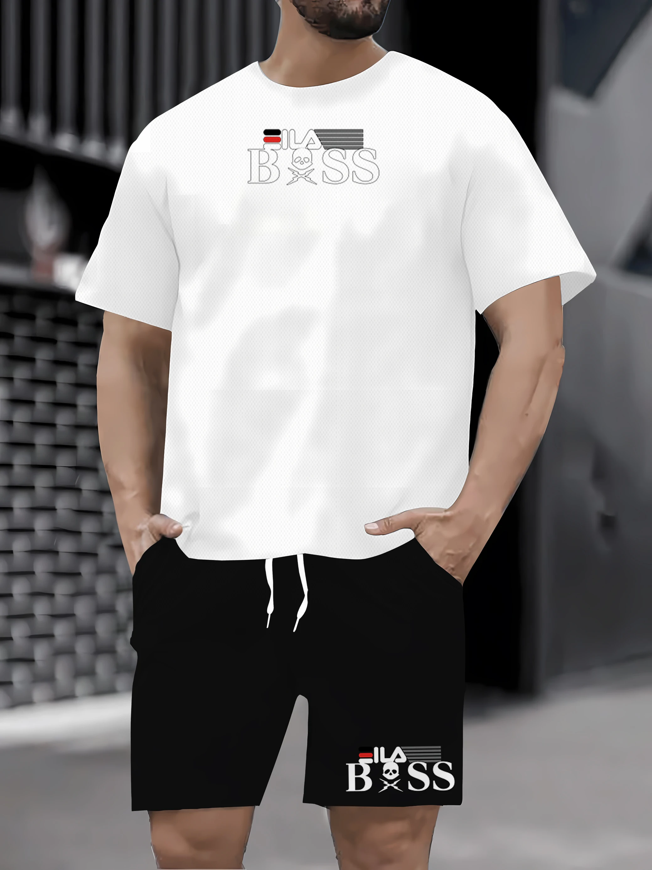 

Nova roupa masculina verão manga Curta t camisa conjunto moda 2: спортивная одежда шорты casuais moletom agasalho masculino