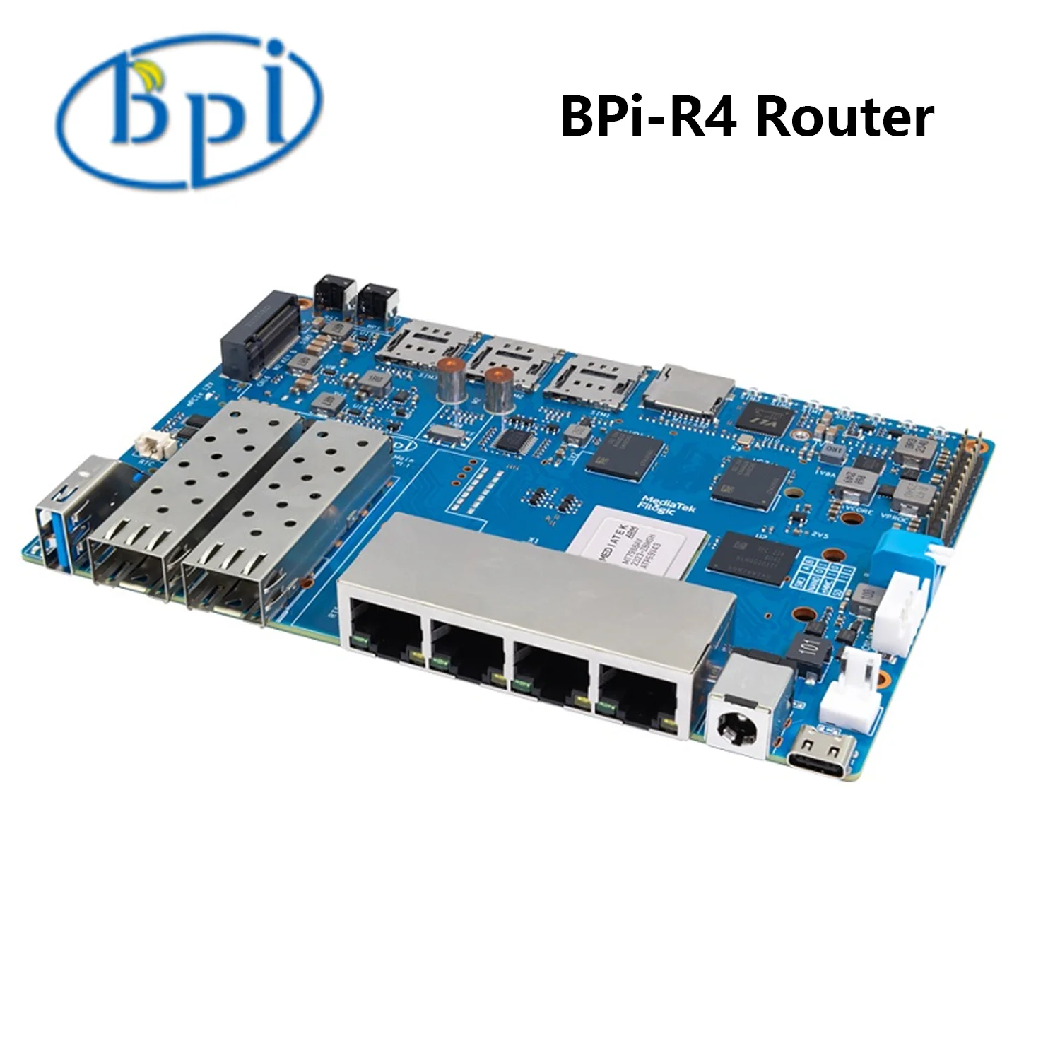 Banana Pi BPI-R4 V1.1 WIFI7 Router Development Board MediaTek MT7988A (Filogic 880) Quad-core Arm Corex-A73 4GB DDR4 8GB eMMC