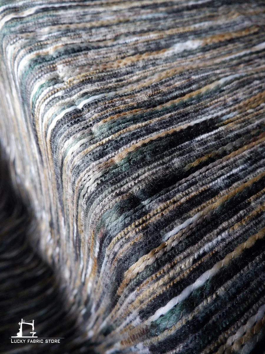 Ethnic, bohemian color, wool felt, three-dimensional twist, knitted texture, fabric jacket, creative designer fabric
