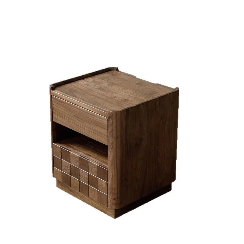 

Прикроватная тумбочка в стиле ретро из черного ореха, скандинавский шкаф для хранения в спальне из цельного дерева, средневековый прикроватный ящик, шкаф для хранения