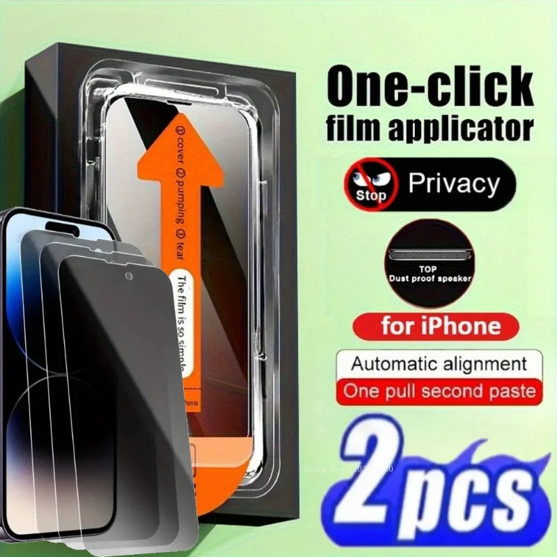 

2PCS Dust Free Anti-Spy Screen Protector for IPhone 17 Pro Max Air 15 11 13 12 14 16 Pro Max Oleophobic Coating Installa Glass