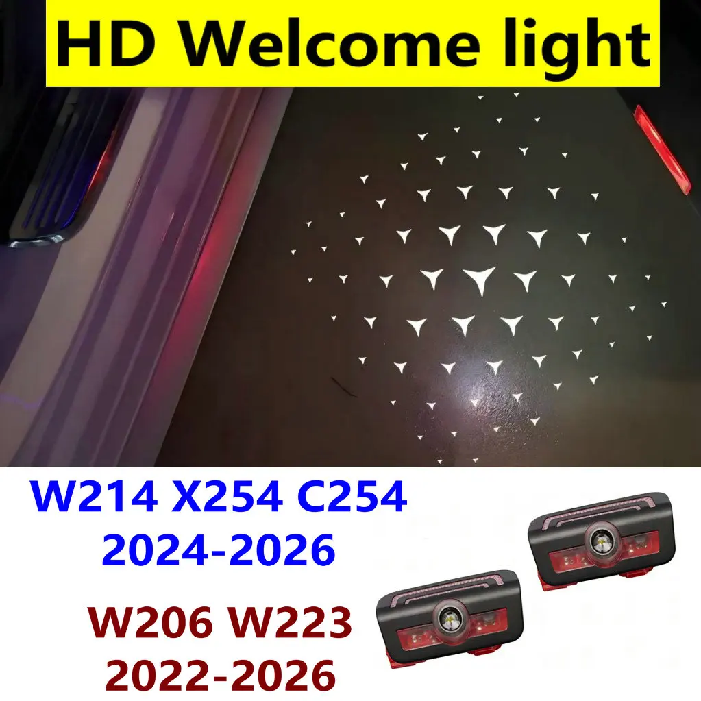 HD 2X For Mercedes Benz Class E W214 C W206 S W223 2025 2022-2026 X254 C254 AMG Car LED Door Projector Welcome Light Accessories