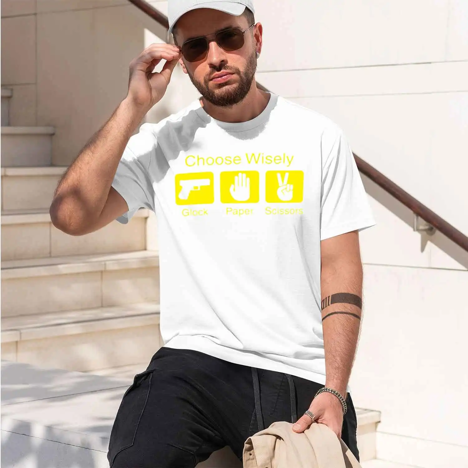 Casual Style Men's T-Shirt Choose Wisely Paper Scissors Graph Design For Everyday Wear And Fun Outings Perfect Gift For And Fami