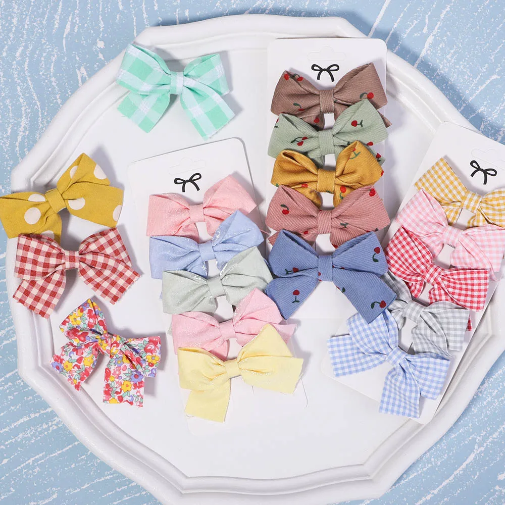 5Pcs/Set Hairpins for Kids Cute Plaid Print Star Sweet Headband Hair Clips Children Girls Barrettes Fashion Bow Accessories