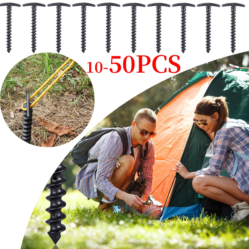 10pcs/pack Tent Pegs Ground Nails Outdoor Camping Peg Screw Anchor Stakes Hiking Tent Pins Windproof Tent Accessories 14.5x7cm