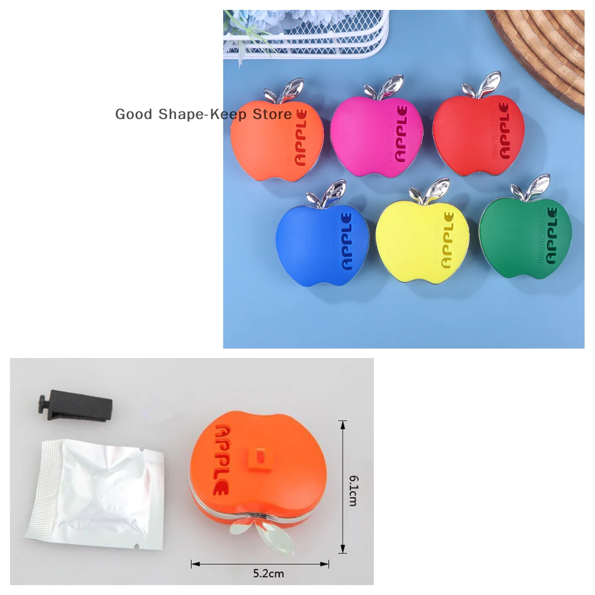 Single Piece Apple Design Car Perfume with Flower Aroma - Includes Fancy Ventilation Clip