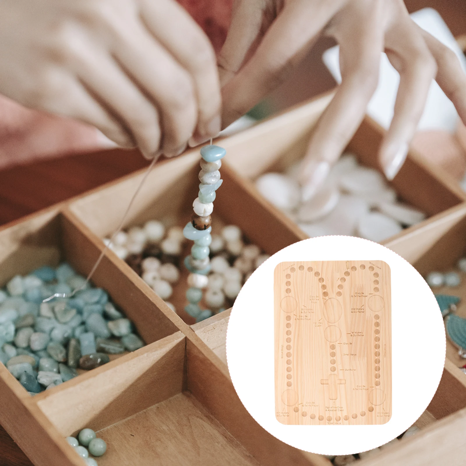 

Wooden DIY Beaded Board Beading Mats for Jewelry Making Rosary Groove Design Tools Prayer Beads