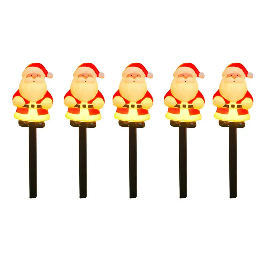 Conjunto de 5 luzes solares de Natal em forma de Papai Noel Luzes de Natal LED movidas a energia solar para decoração de jardim de pátio externo para frente