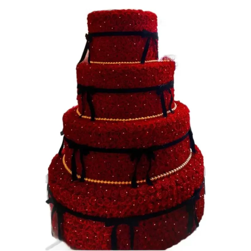 Rose cake drainage set, shopping mall ornament outdoor wedding festival photo