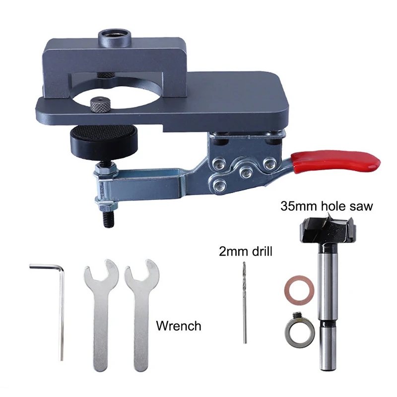 35mm Hinge Boring Jig Kit Hinge Hole Opener Template Puncher Locator Cabinet Furniture Hinge Drilling Woodworking Tools