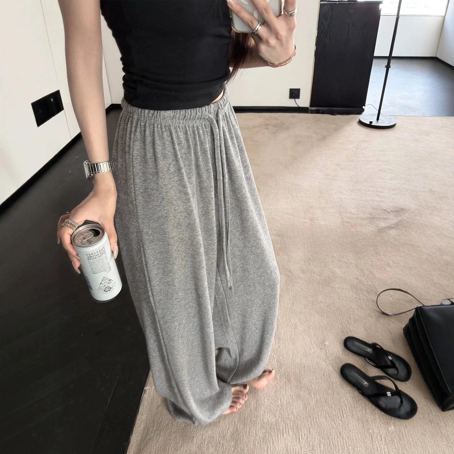 Soft Drapey Wide Leg Pants Women's Casual Loose Fit High Waist Slimming Spring Autumn New Style Comfortable Loose Sensation