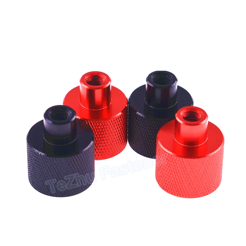 1Pcs M4 M5 M6 M8 M10 Blind Hole Hand Nut Aluminum Alloy Knurled Step Nut With Collar Thumb Nuts Anodized Red Black Ultralight